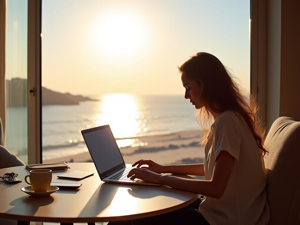 Digital nomad travaillant en voyage